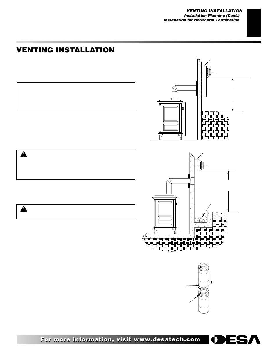 Venting installation, Continued | Desa CSDPBN User Manual | Page 13 / 42