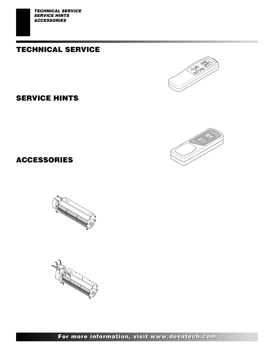 Accessories, Service hints, Technical service | Desa CSDPBN User Manual | Page 38 / 42