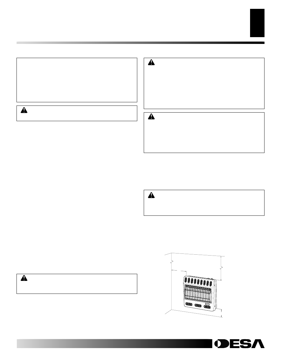 Installation, Check gas type, Installation items | Locating heater | Desa GWP20T GWN30T User Manual | Page 7 / 28