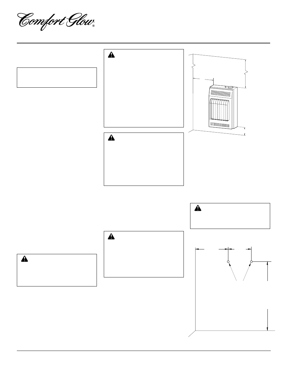 Natural gas heater cgn10a and cgn6, Installing to wall | Desa CGN10A User Manual | Page 6 / 20