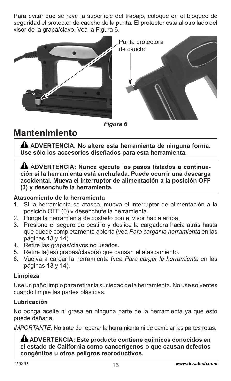 Mantenimiento | Desa PEBNS11/4-B User Manual | Page 15 / 24