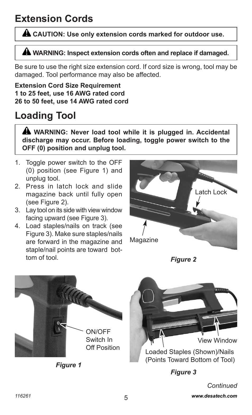 Extension cords loading tool | Desa PEBNS11/4-B User Manual | Page 5 / 24