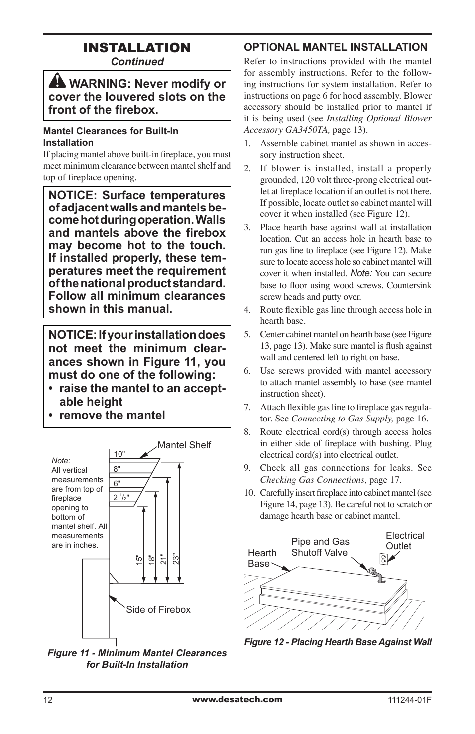 Installation | Desa FDCFTP User Manual | Page 12 / 48