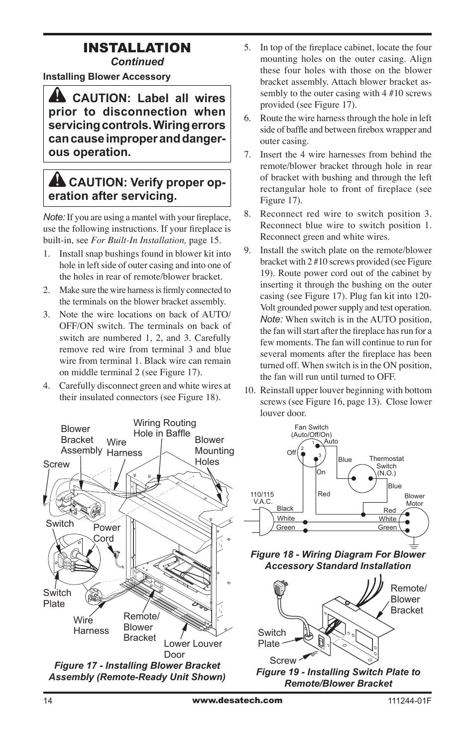 Installation, Continued | Desa FDCFTP User Manual | Page 14 / 48