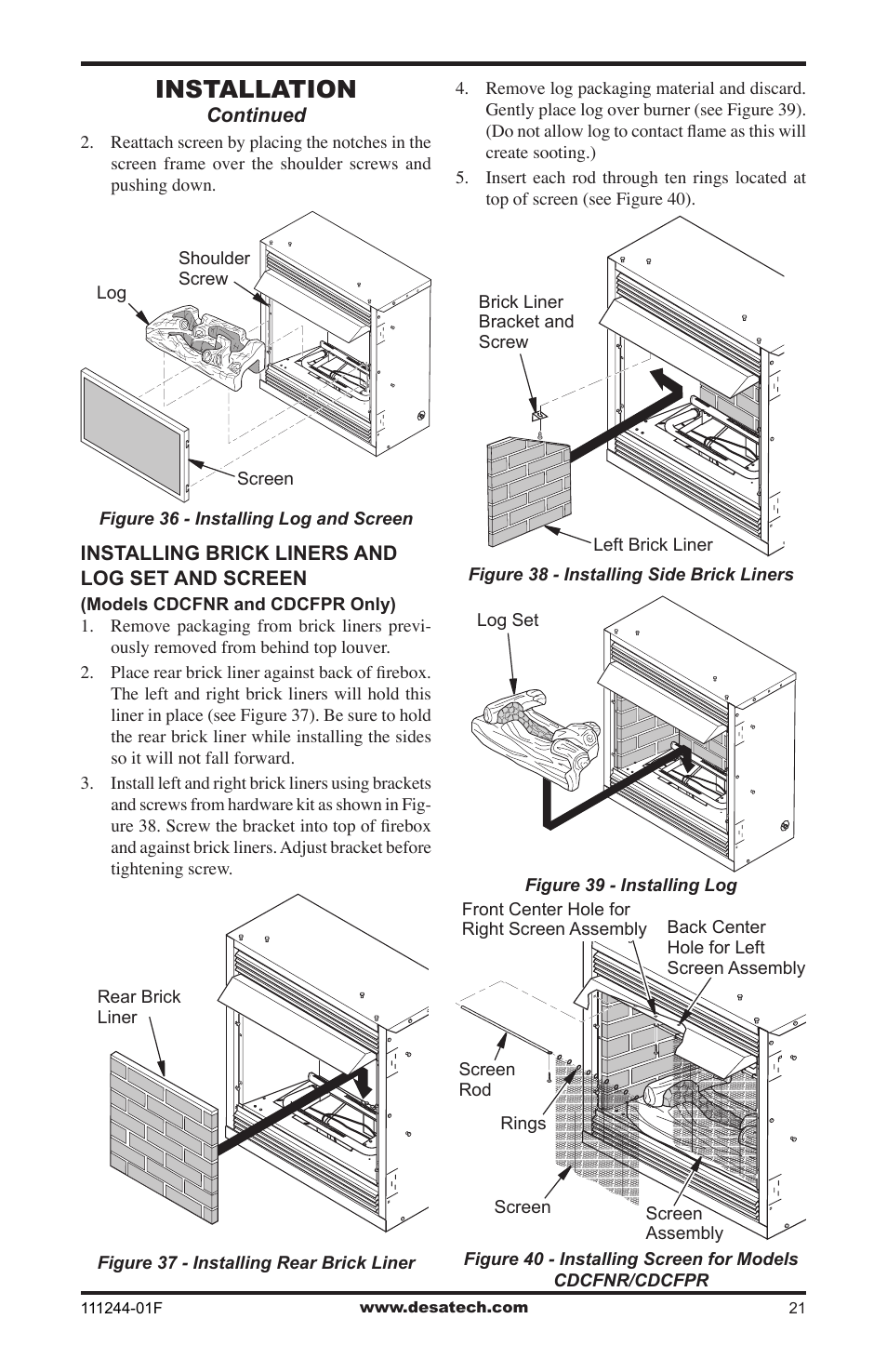 Installation | Desa FDCFTP User Manual | Page 21 / 48