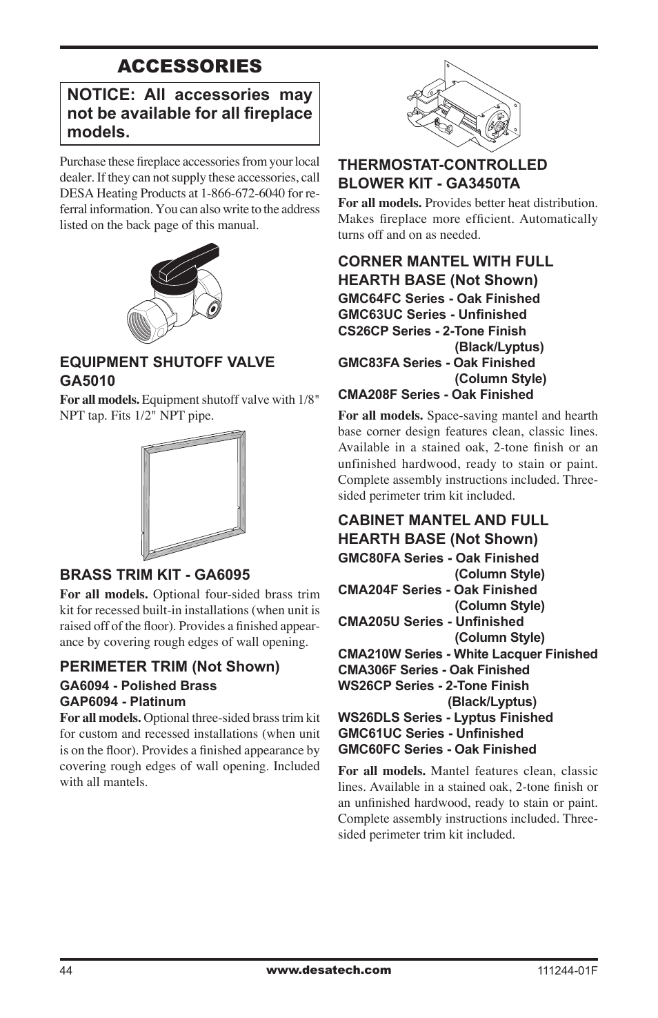 Accessories | Desa FDCFTP User Manual | Page 44 / 48