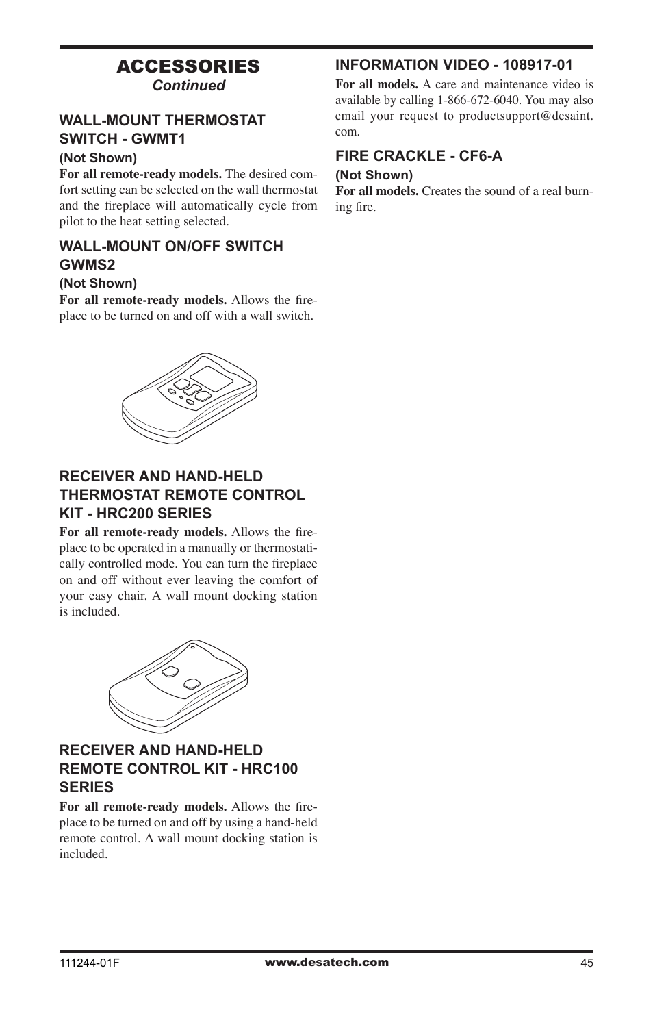 Accessories | Desa FDCFTP User Manual | Page 45 / 48