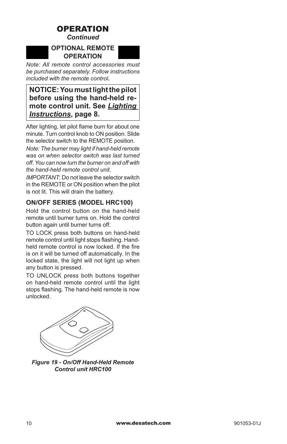 Operation | Desa GA9150A User Manual | Page 10 / 12