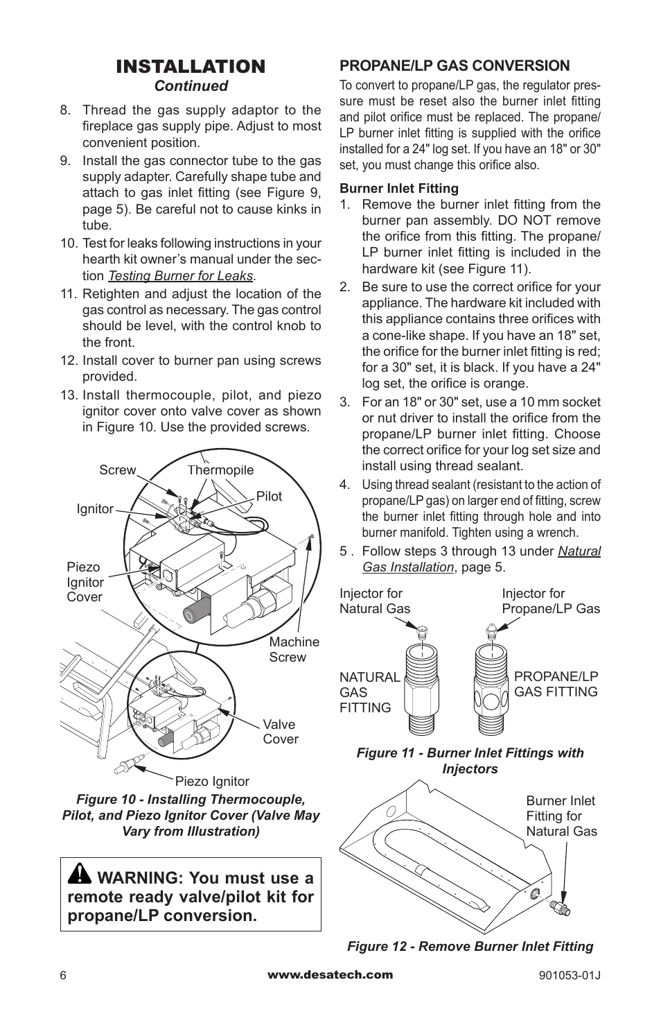 Installation | Desa GA9150A User Manual | Page 6 / 12