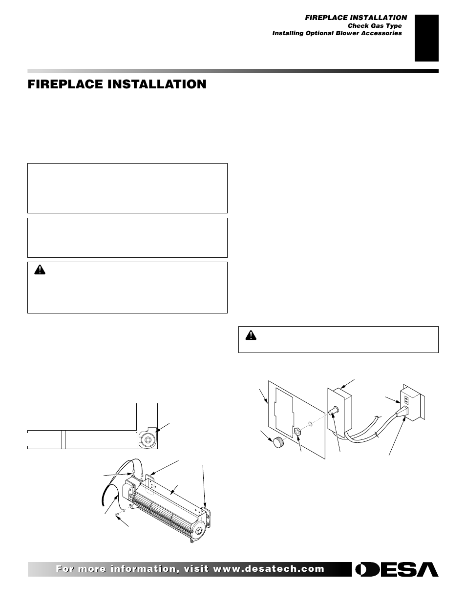 Fireplace installation | Desa CHDV42NR User Manual | Page 17 / 44