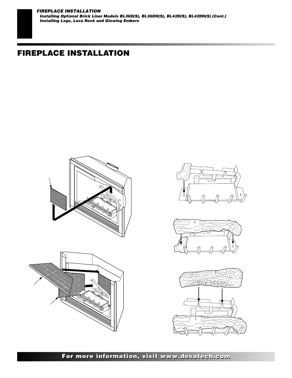 Fireplace installation, Continued | Desa CHDV42NR User Manual | Page 24 / 44