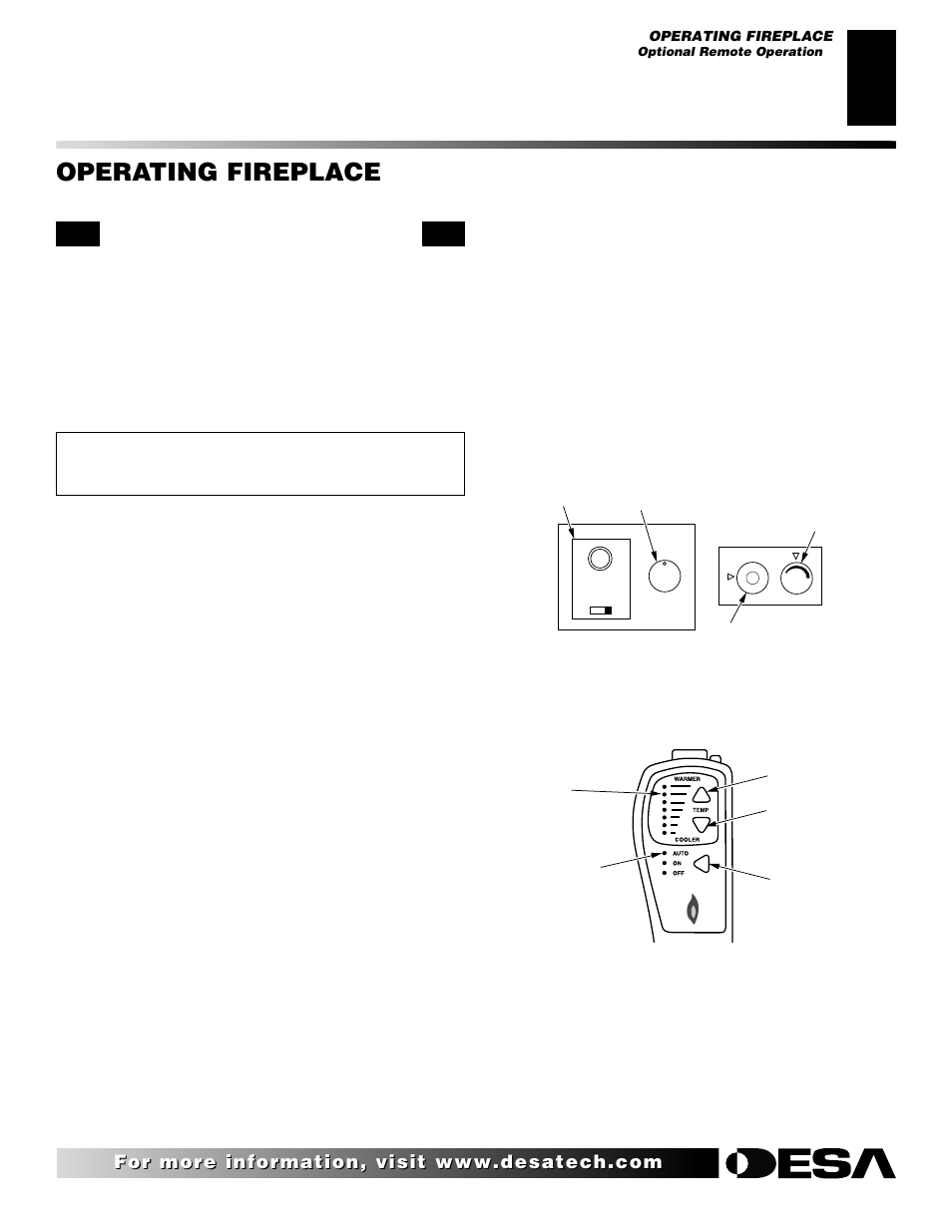 Operating fireplace, Continued, Optional remote operation | C)ghrc series operation, C)ghrct(a) series operation | Desa CHDV42NR User Manual | Page 27 / 44