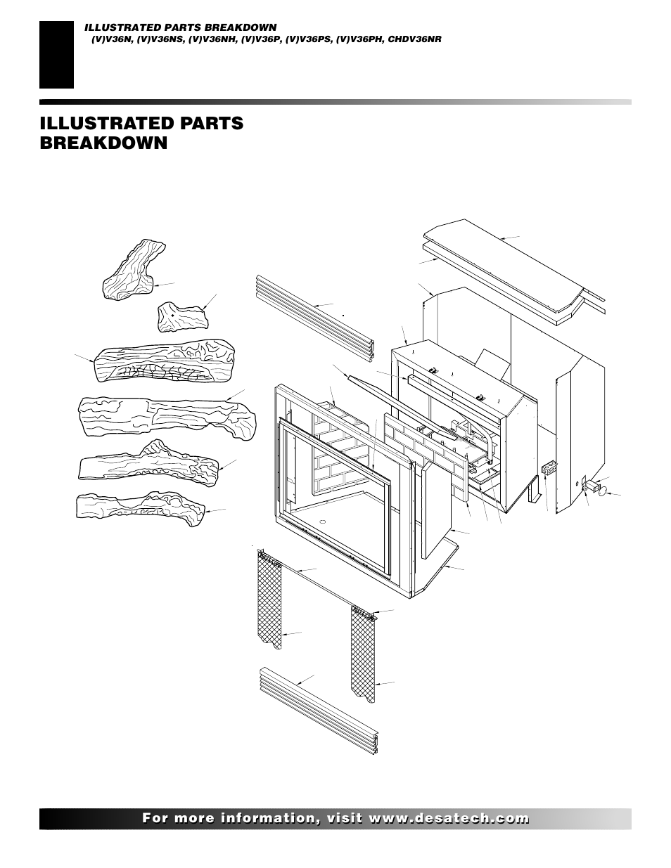 Illustrated parts breakdownand parts list, Illustrated parts breakdown | Desa CHDV42NR User Manual | Page 34 / 44