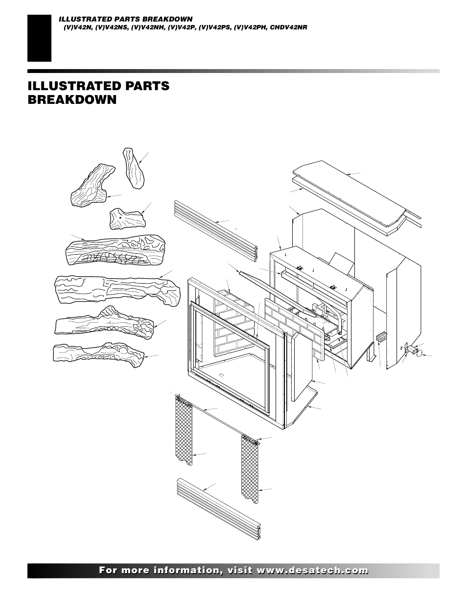 Illustrated parts breakdown | Desa CHDV42NR User Manual | Page 38 / 44