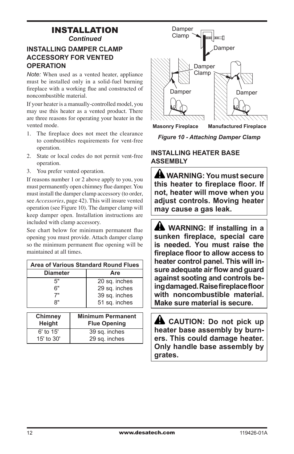 Installation | Desa VUL18 User Manual | Page 12 / 44