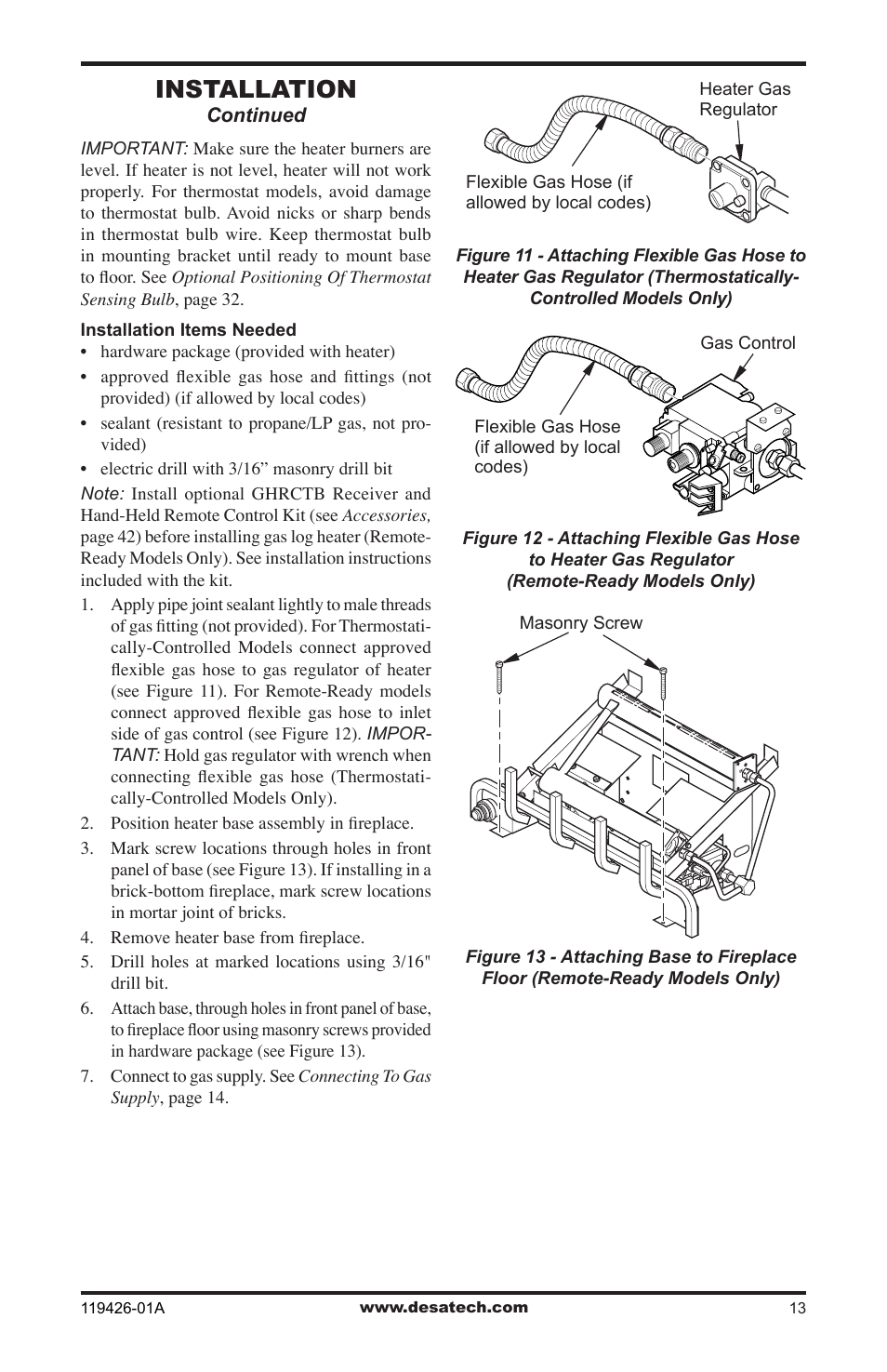 Installation | Desa VUL18 User Manual | Page 13 / 44