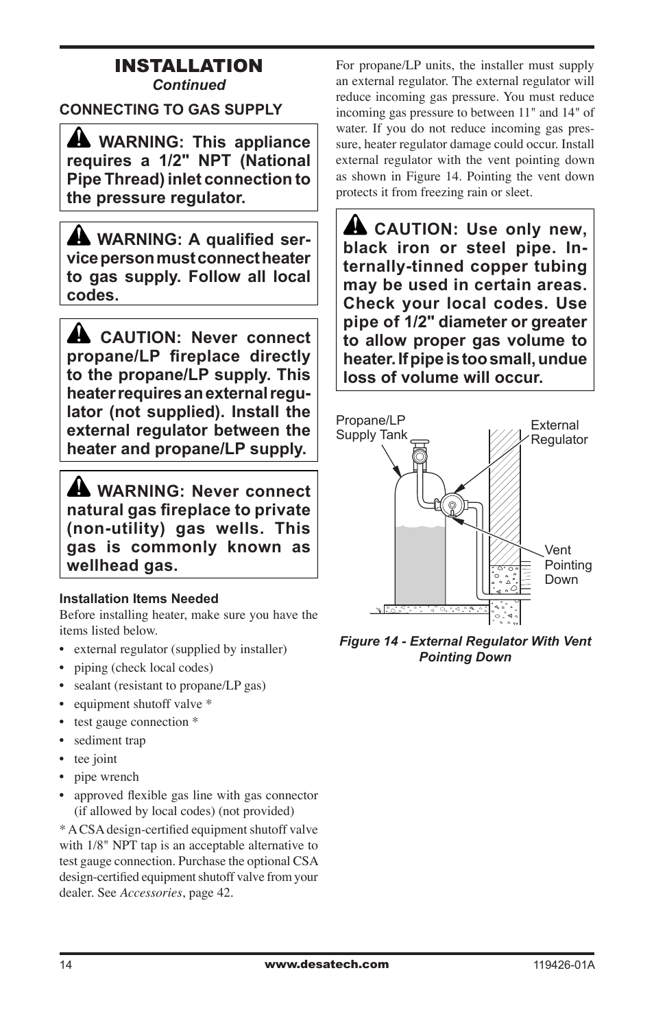 Installation | Desa VUL18 User Manual | Page 14 / 44