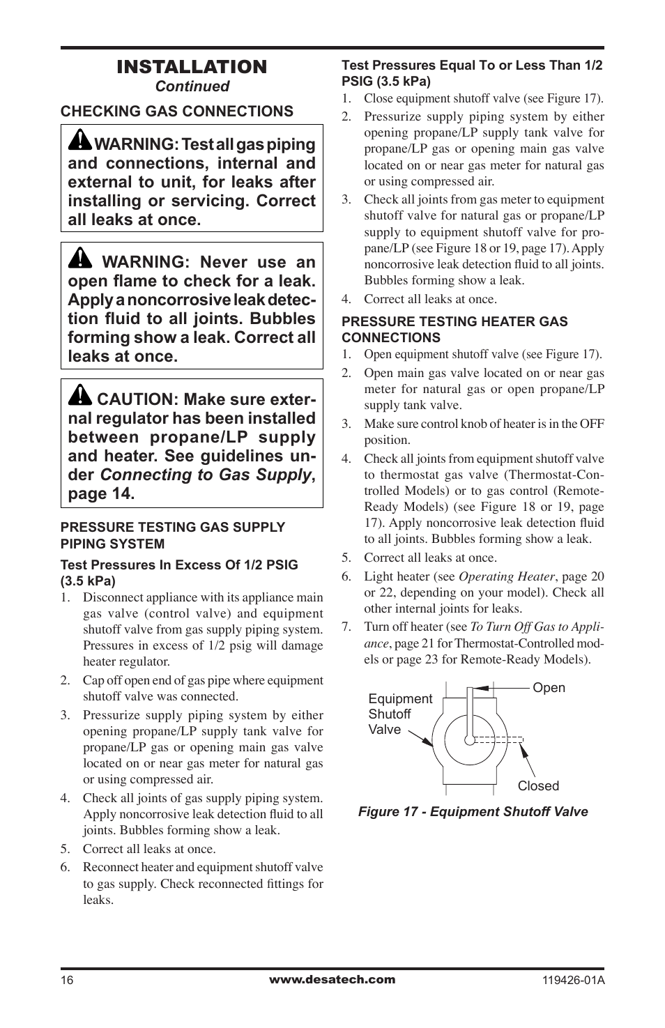 Installation | Desa VUL18 User Manual | Page 16 / 44