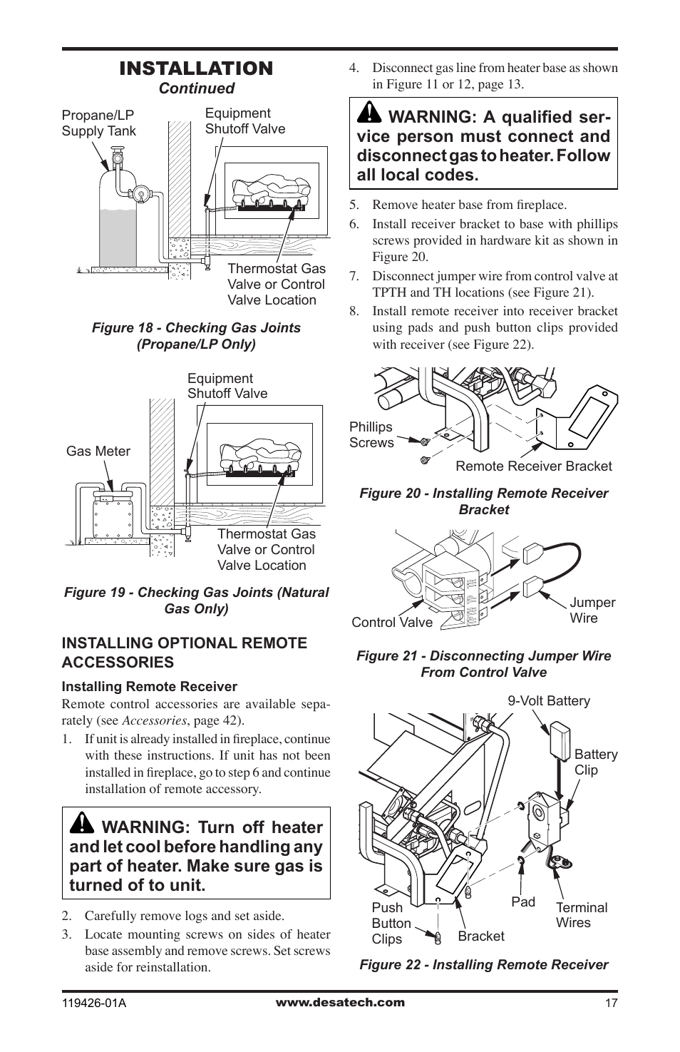 Installation | Desa VUL18 User Manual | Page 17 / 44