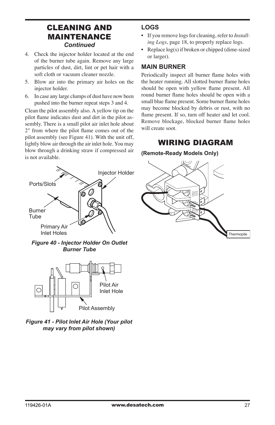 Wiring diagram, Cleaning and maintenance | Desa VUL18 User Manual | Page 27 / 44