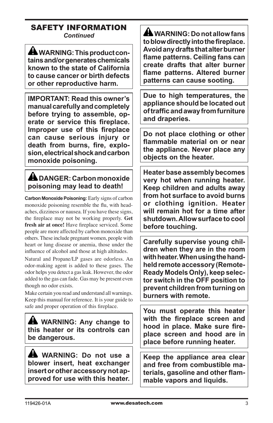 Desa VUL18 User Manual | Page 3 / 44