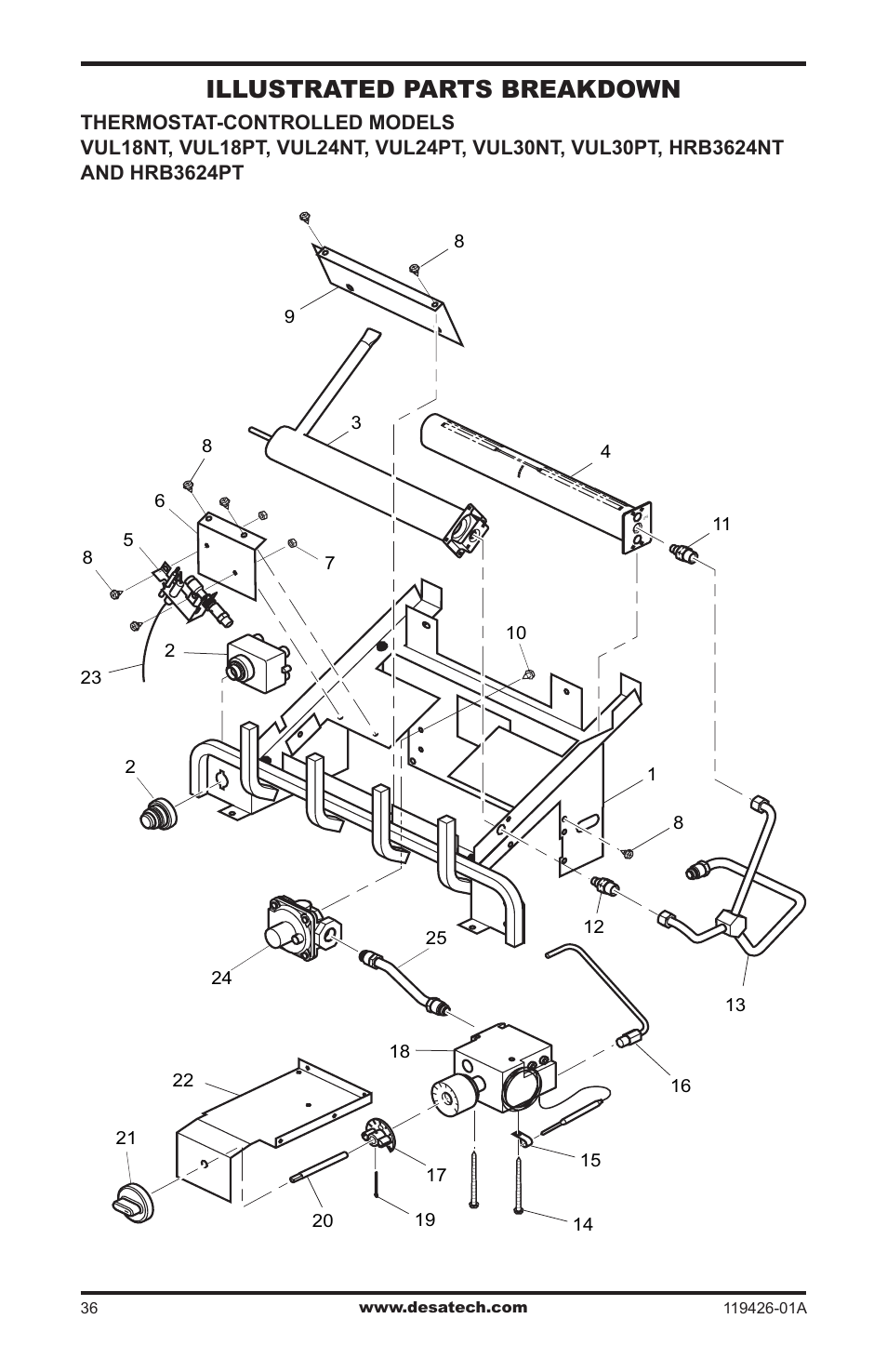 Illustrated parts breakdown | Desa VUL18 User Manual | Page 36 / 44