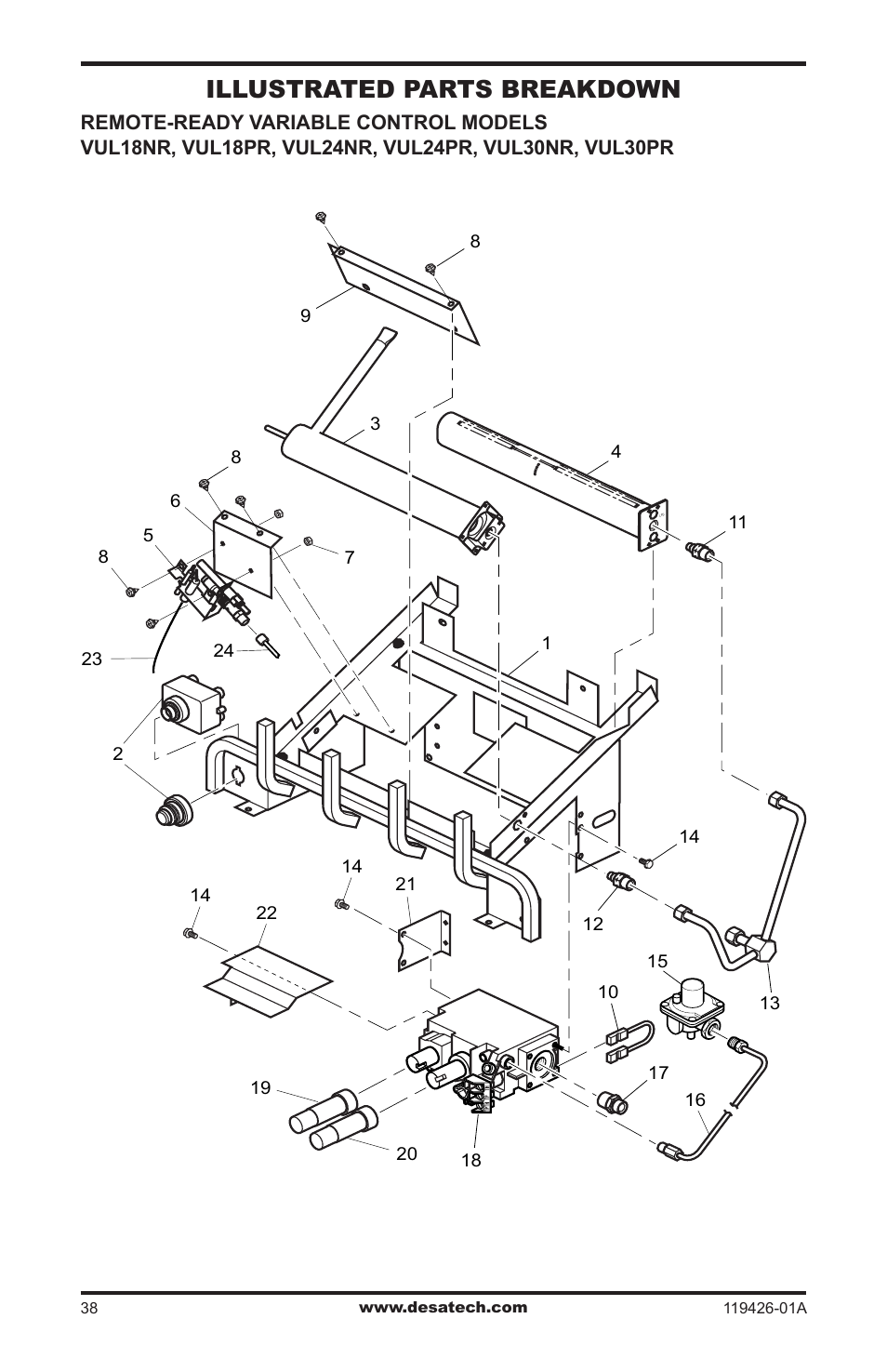 Illustrated parts breakdown | Desa VUL18 User Manual | Page 38 / 44