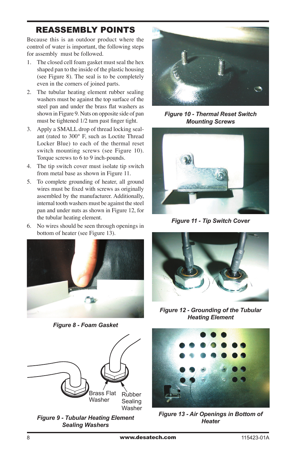 Reassembly points | Desa PG15EA User Manual | Page 8 / 12
