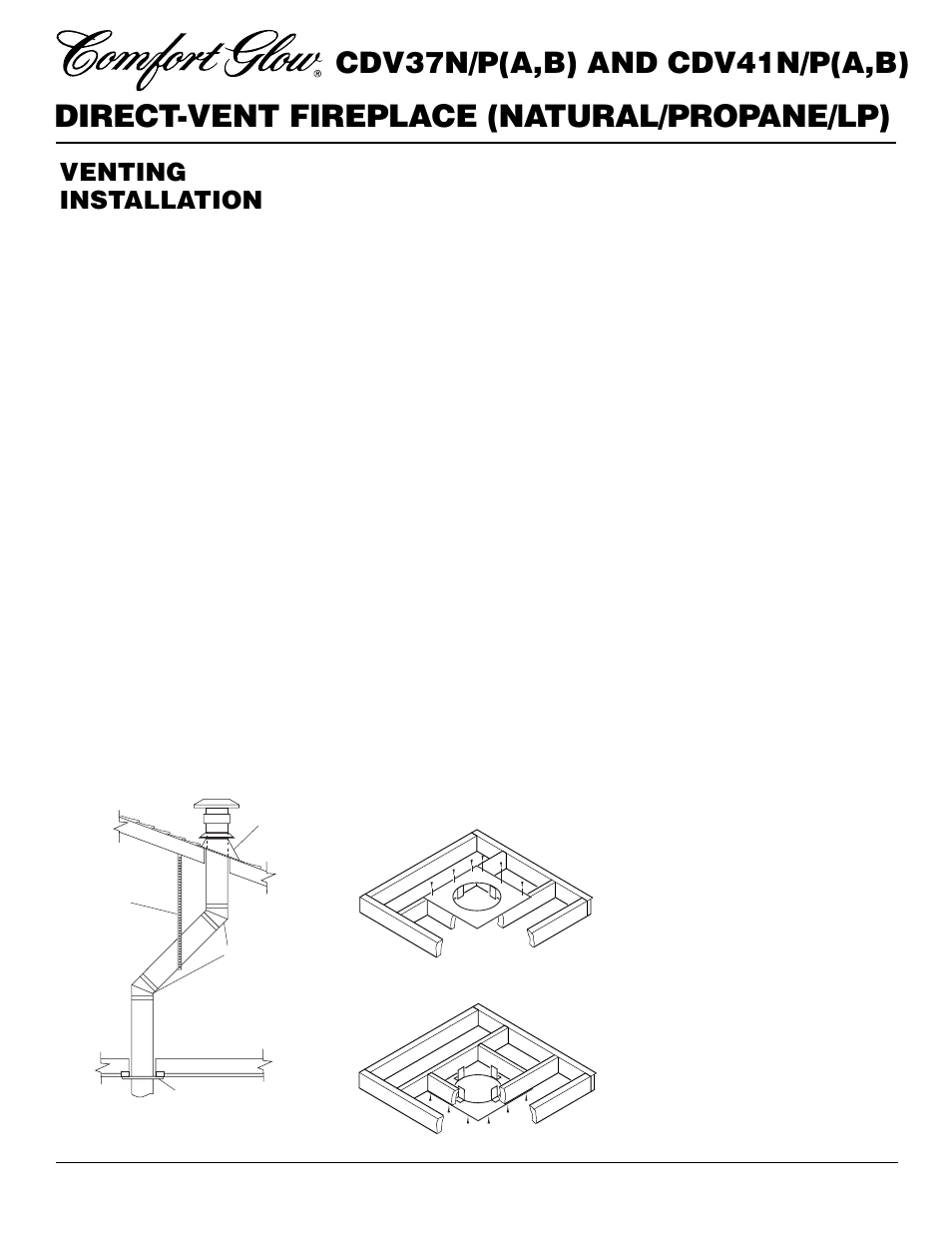 Direct-vent fireplace (natural/propane/lp), Cdv37n/p(a,b) and cdv41n/p(a,b), Venting installation | Continued | Desa CDV37N/P User Manual | Page 12 / 36