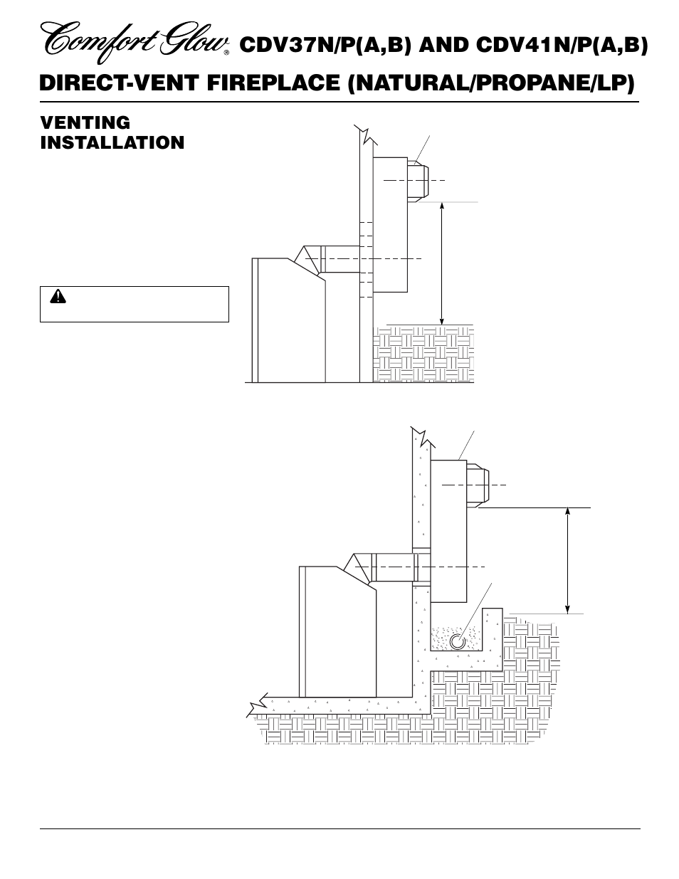 Direct-vent fireplace (natural/propane/lp), Cdv37n/p(a,b) and cdv41n/p(a,b), Venting installation | Continued | Desa CDV37N/P User Manual | Page 8 / 36