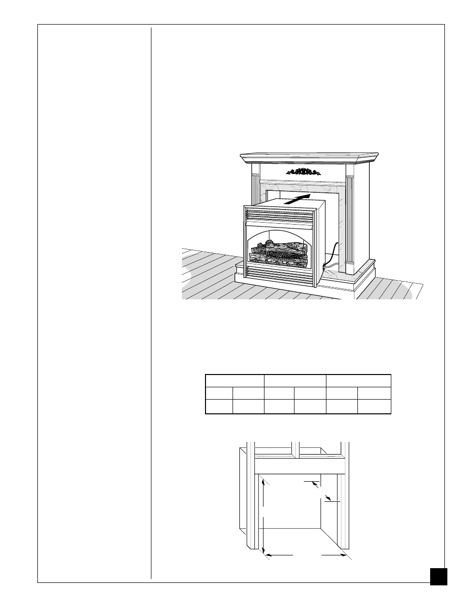 Installing, Continued, Built-in fireplace installation | Desa FPVF33PR User Manual | Page 13 / 44