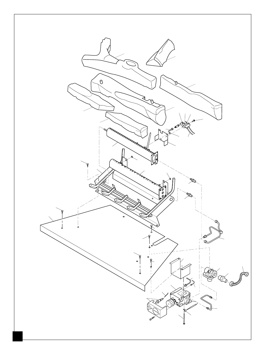 Illustrated parts breakdown, Log base assembly thermostat- controlled models, Vsgf28pta csgf28pta | Desa FPVF33PR User Manual | Page 38 / 44