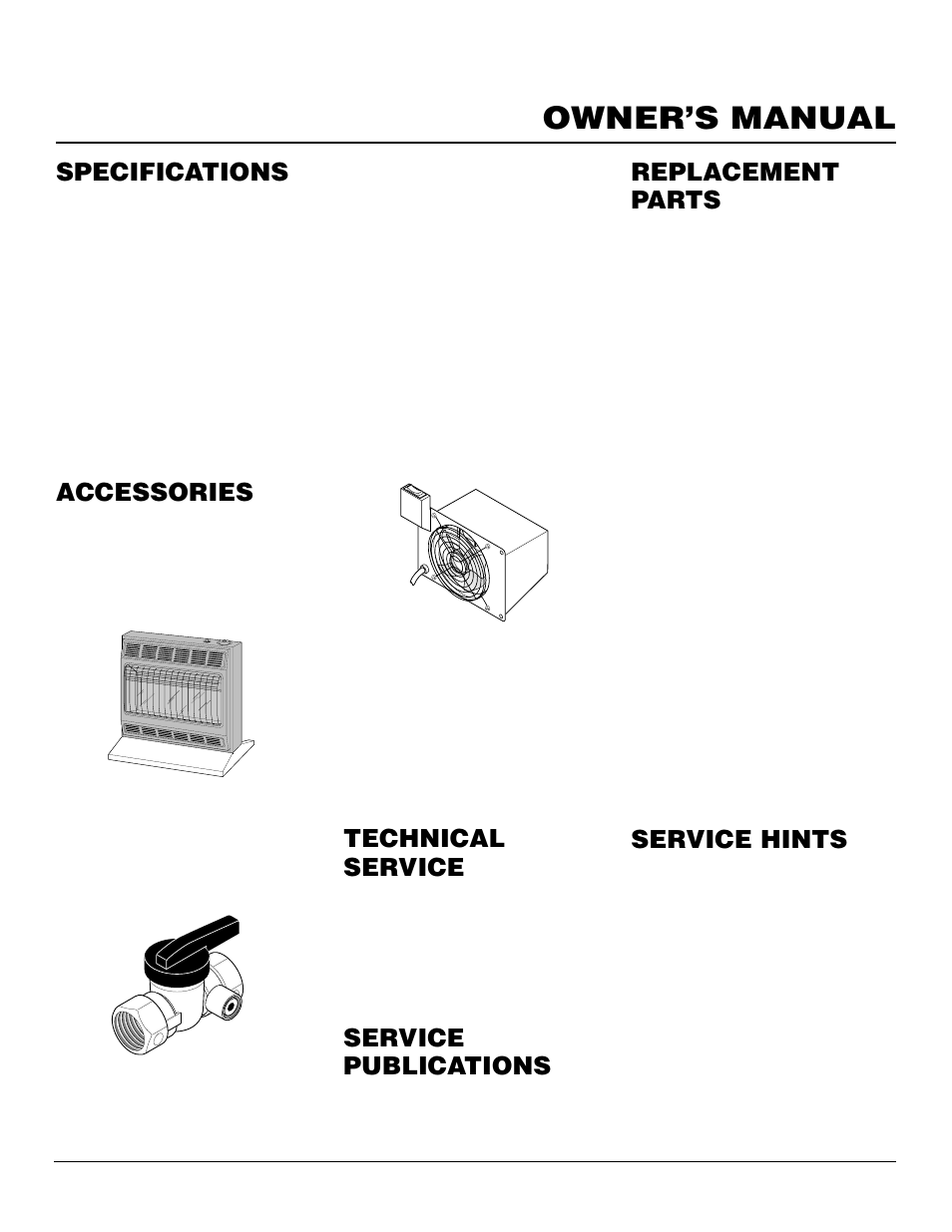 Owner’s manual, Technical service, Specifications service hints | Service publications, Replacement parts, Accessories | Desa VN2000BTD User Manual | Page 17 / 20
