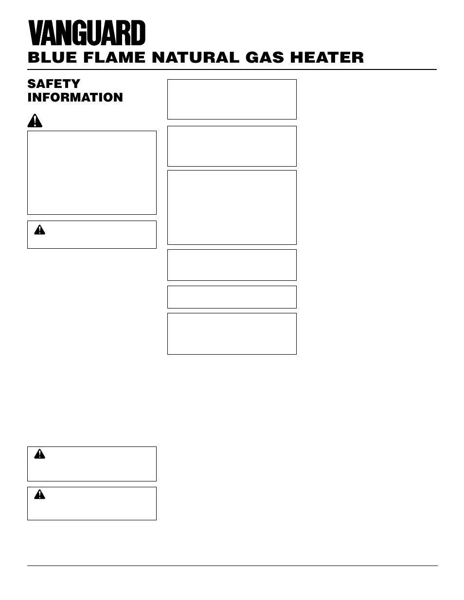 Blue flame natural gas heater, Safety information | Desa VN2000BTD User Manual | Page 2 / 20