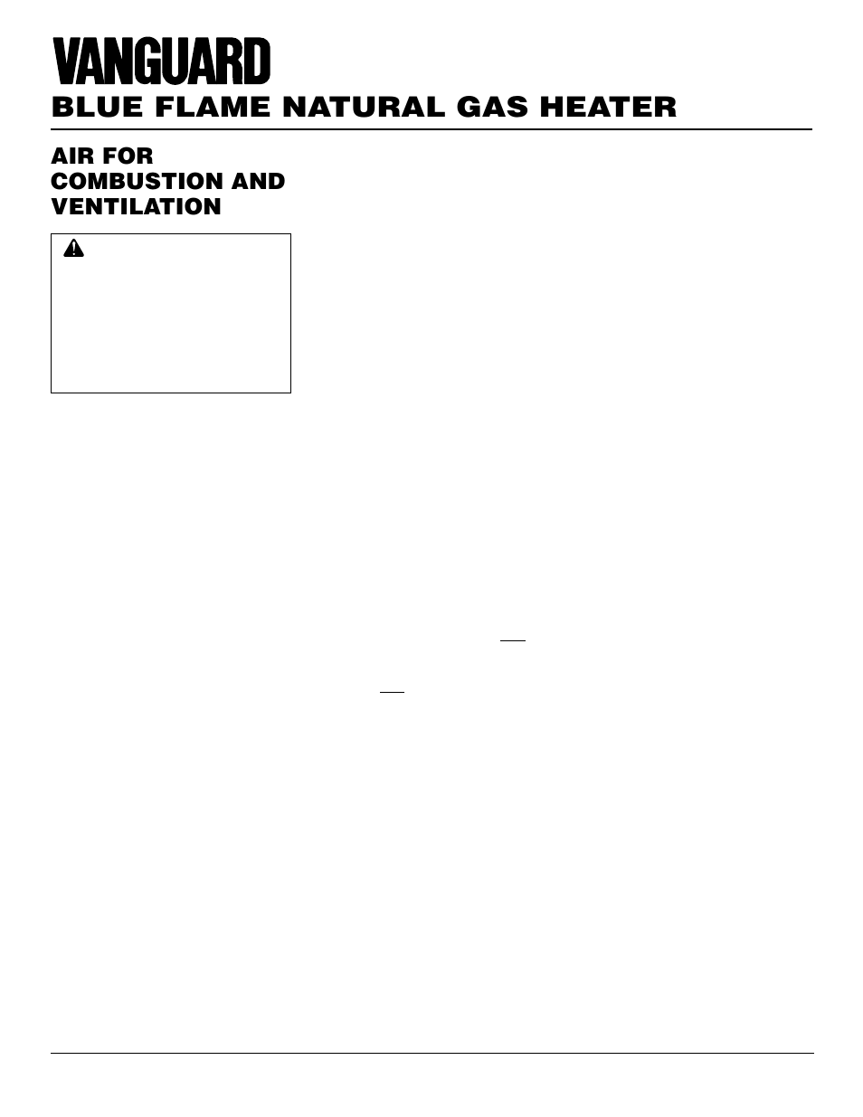 Blue flame natural gas heater, Air for combustion and ventilation | Desa VN2000BTD User Manual | Page 4 / 20