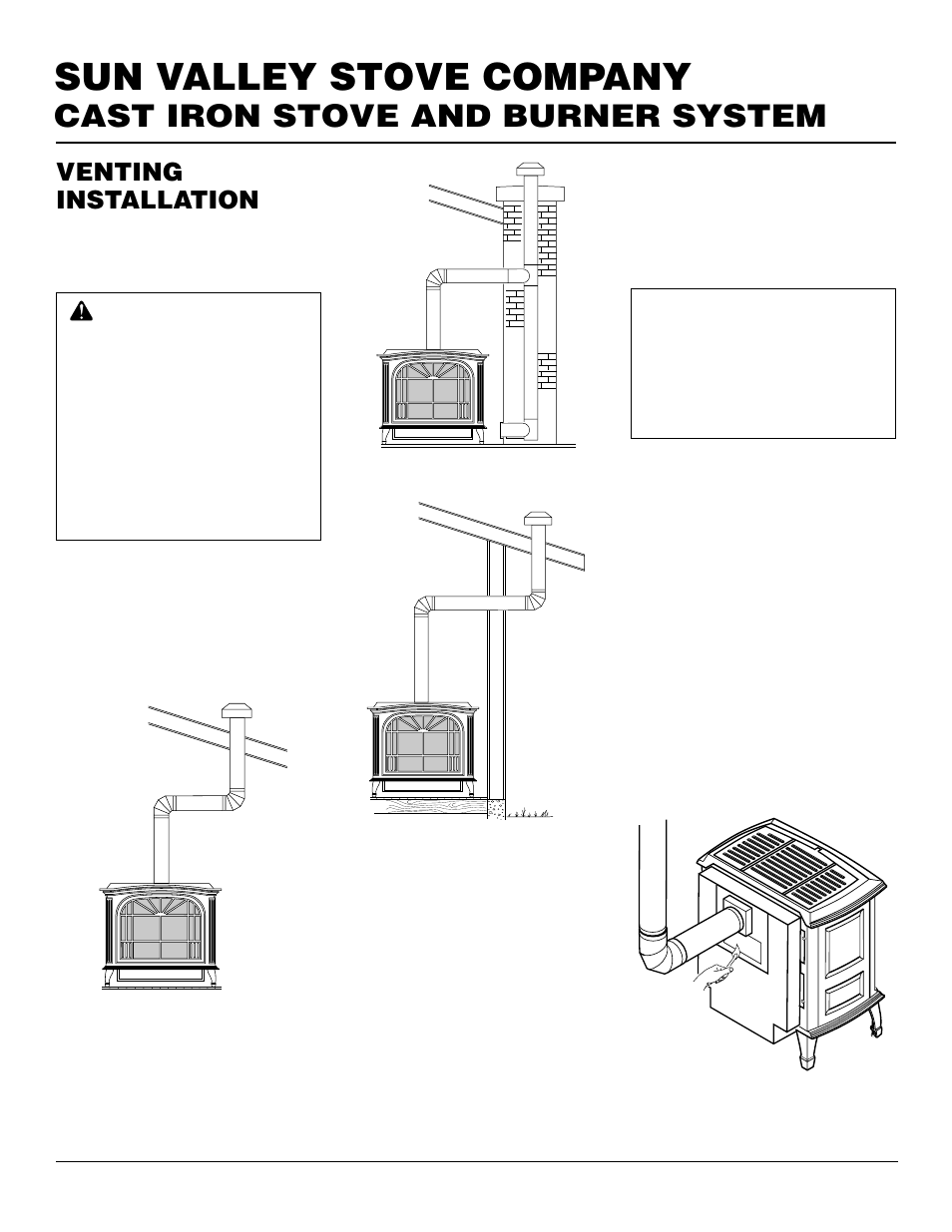 Sun valley stove company, Cast iron stove and burner system, Venting installation | Desa MSRBVN User Manual | Page 10 / 32