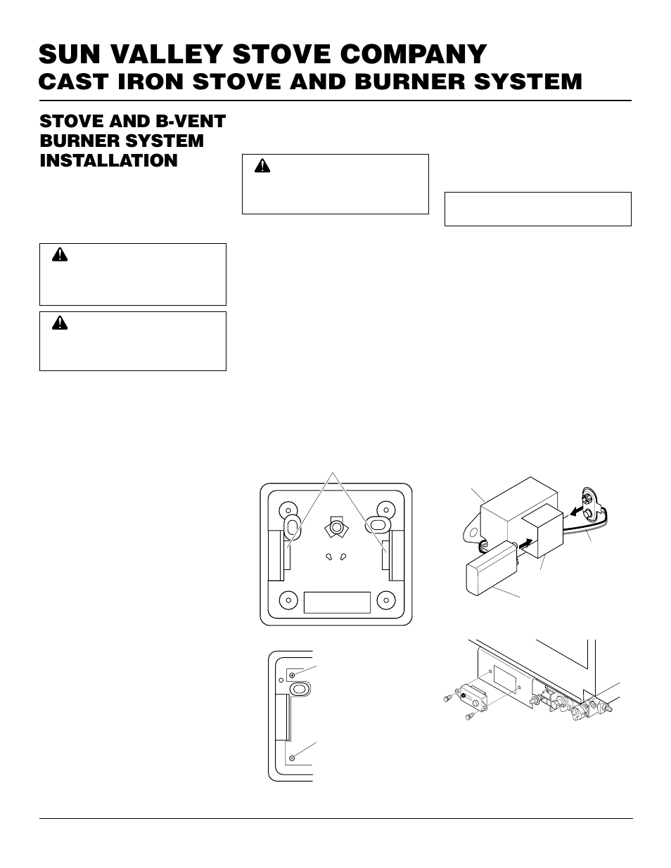 Sun valley stove company, Cast iron stove and burner system, Stove and b-vent burner system installation | Continued | Desa MSRBVN User Manual | Page 16 / 32