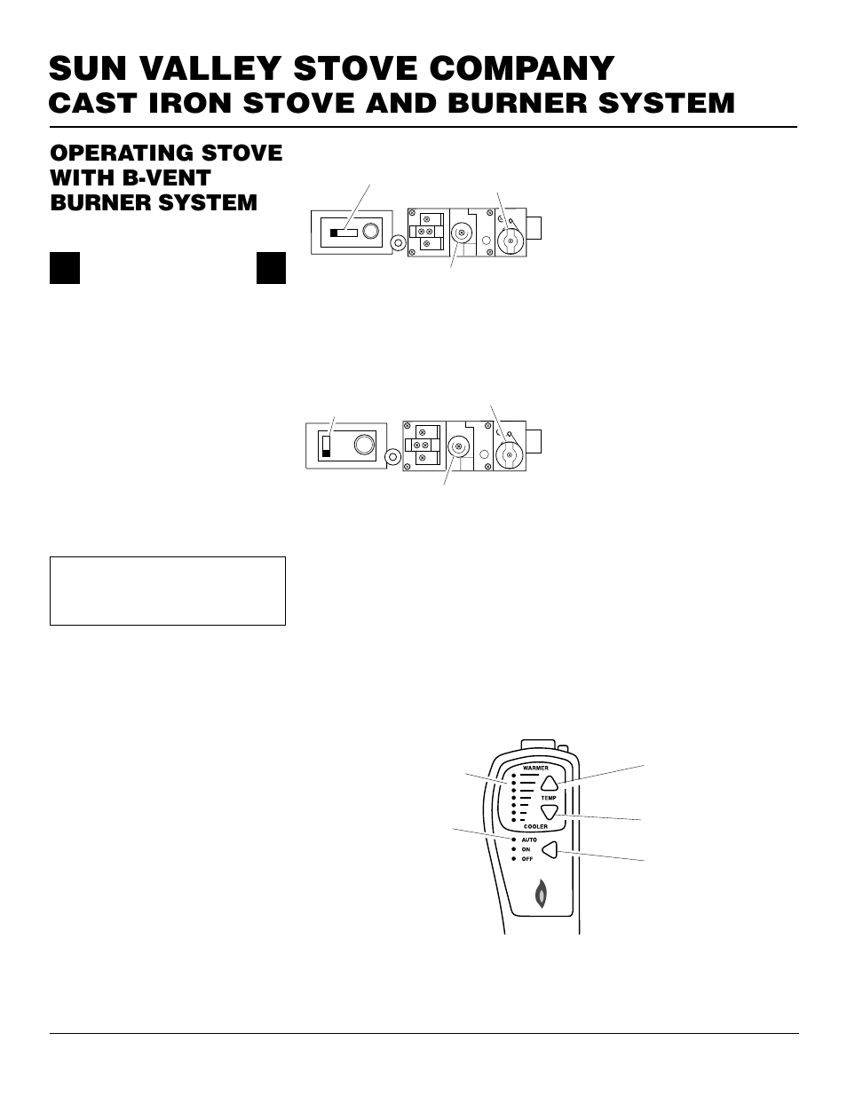 Sun valley stove company, Cast iron stove and burner system, Operating stove with b-vent burner system | Continued, Optional remote operation, Thermostat control operation, Ghrc series operation, Ghrcta series operation | Desa MSRBVN User Manual | Page 20 / 32