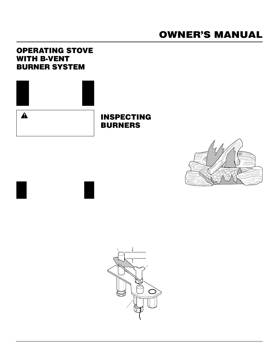 Owner’s manual, Inspecting burners, Operating stove with b-vent burner system | Desa MSRBVN User Manual | Page 21 / 32