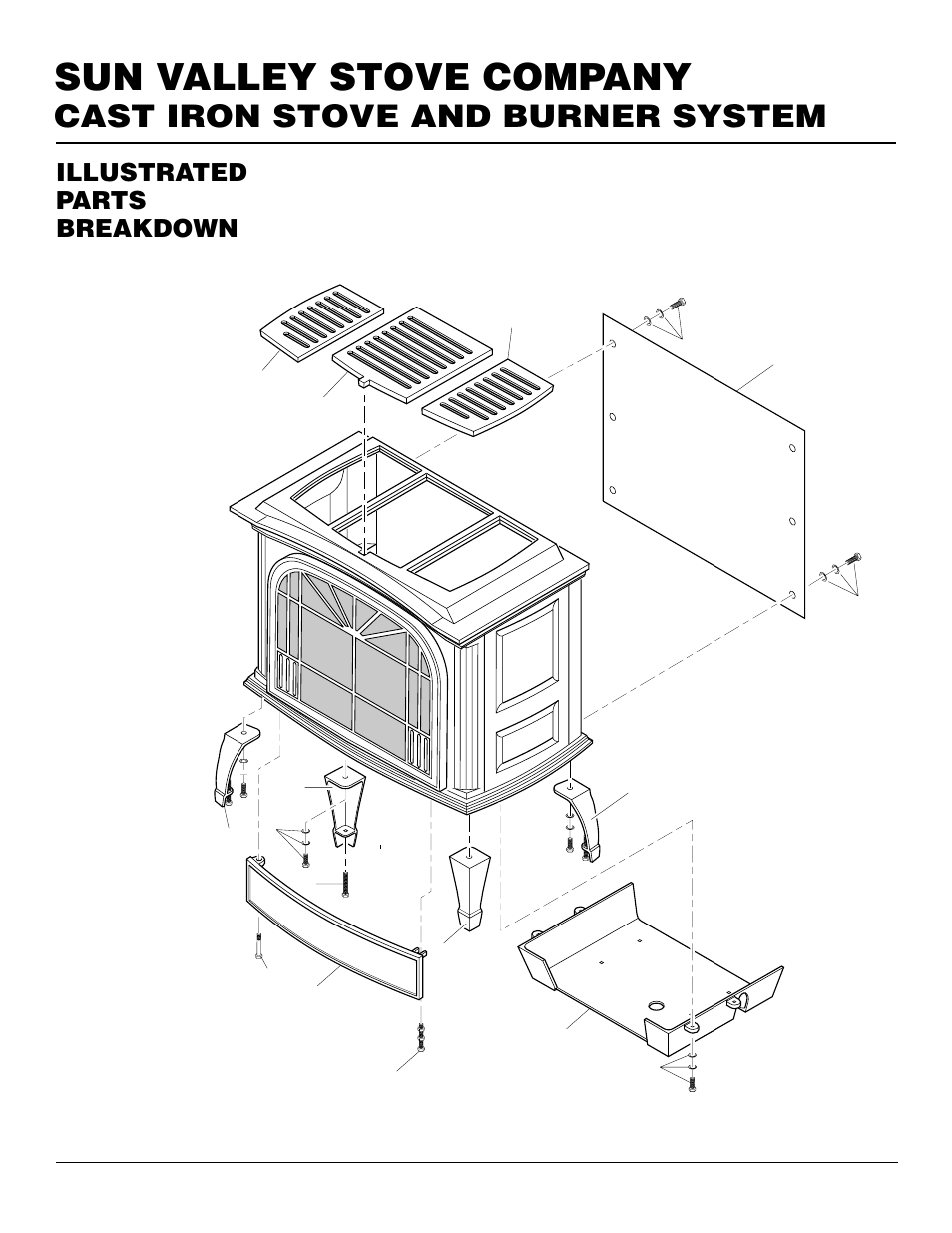 Sun valley stove company, Cast iron stove and burner system, Illustrated parts breakdown | Desa MSRBVN User Manual | Page 30 / 32