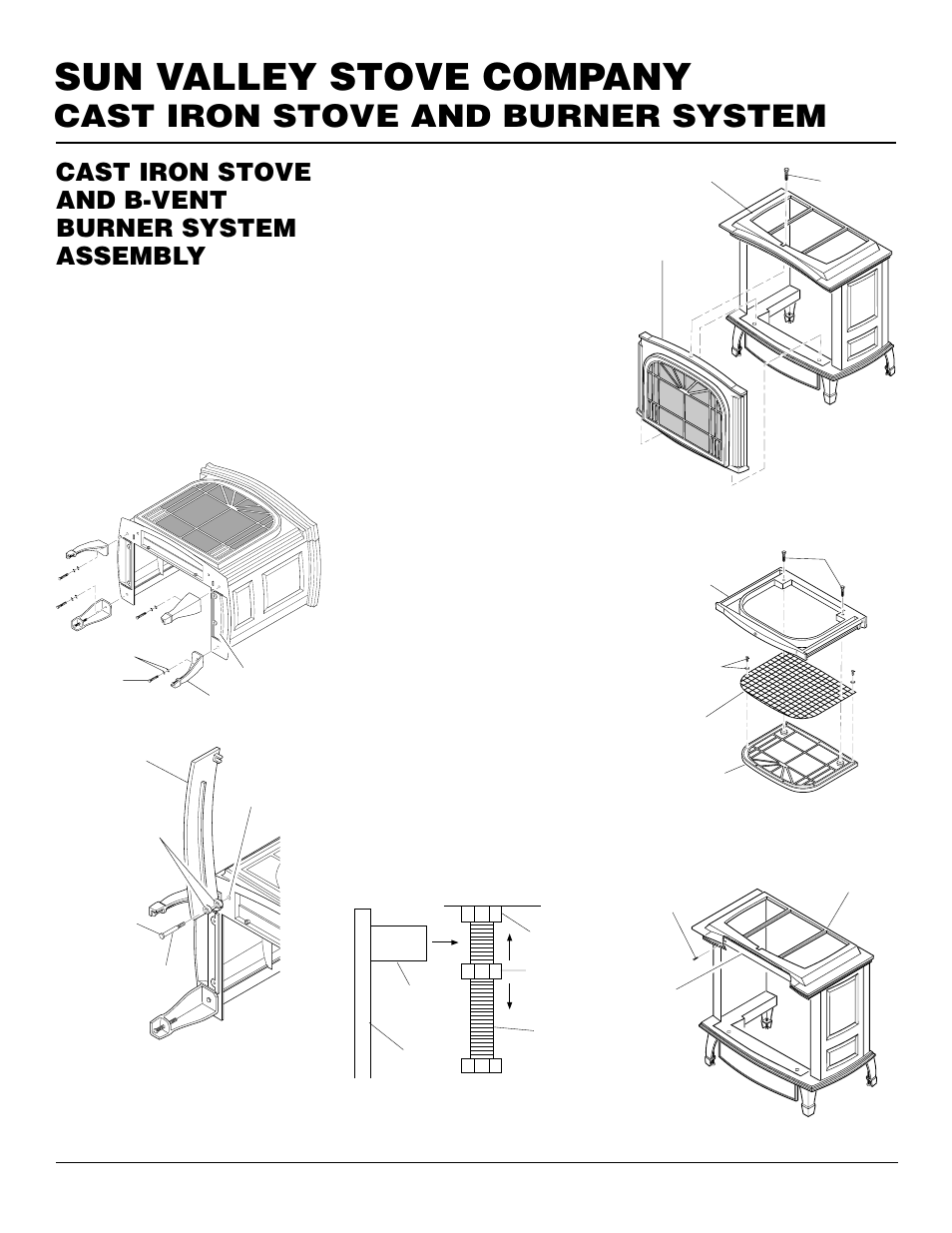 Sun valley stove company, Cast iron stove and burner system, Cast iron stove and b-vent burner system assembly | Continued | Desa MSRBVN User Manual | Page 6 / 32