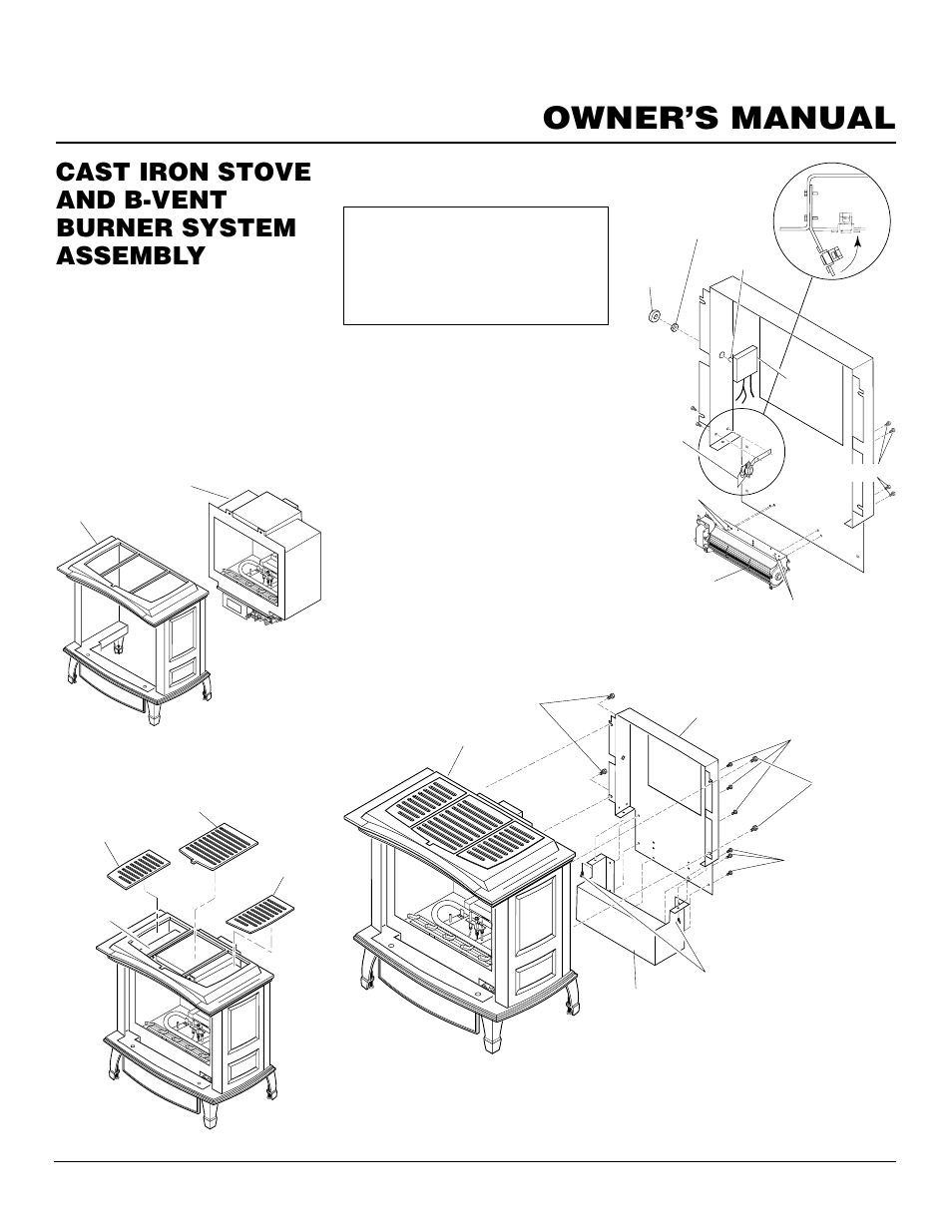 Owner’s manual, Cast iron stove and b-vent burner system assembly, Continued | Desa MSRBVN User Manual | Page 7 / 32