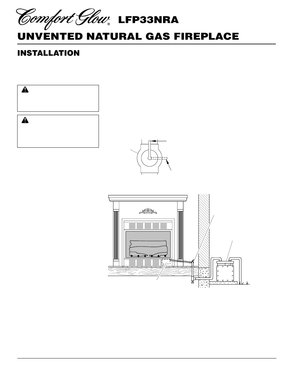 Unvented natural gas fireplace lfp33nra, Installation, Continued | Desa LFP33NRA User Manual | Page 12 / 30