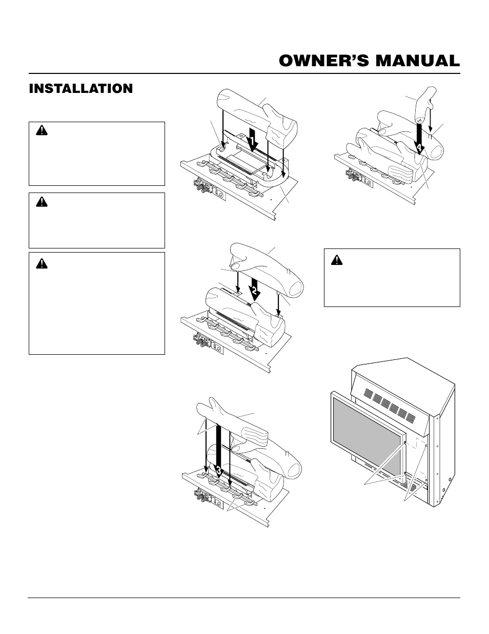 Owner’s manual, Installation, Continued | Desa LFP33NRA User Manual | Page 13 / 30