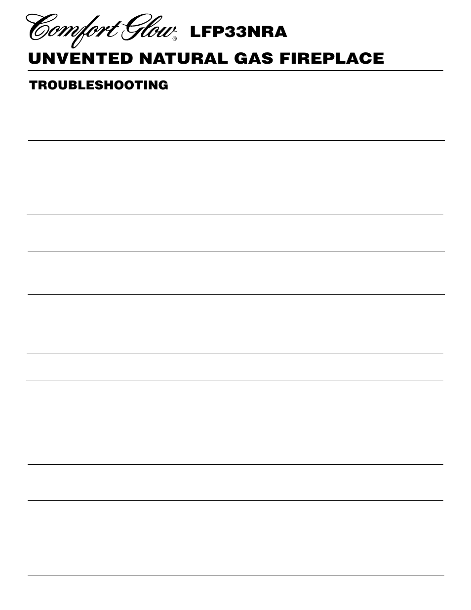 Unvented natural gas fireplace lfp33nra, Troubleshooting | Desa LFP33NRA User Manual | Page 20 / 30