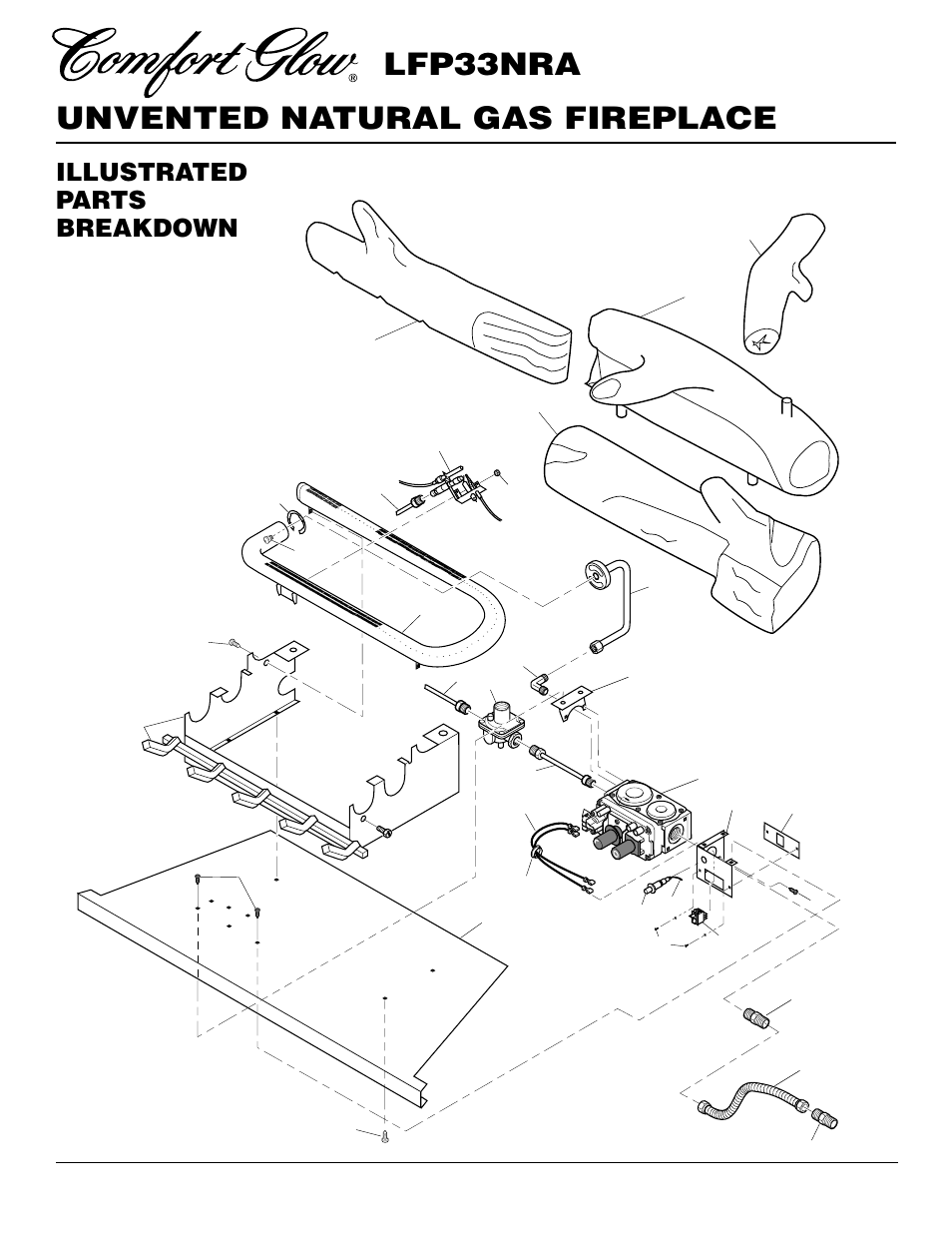 Unvented natural gas fireplace lfp33nra, Illustrated parts breakdown, Remote ready model lfp33nra | Desa LFP33NRA User Manual | Page 26 / 30