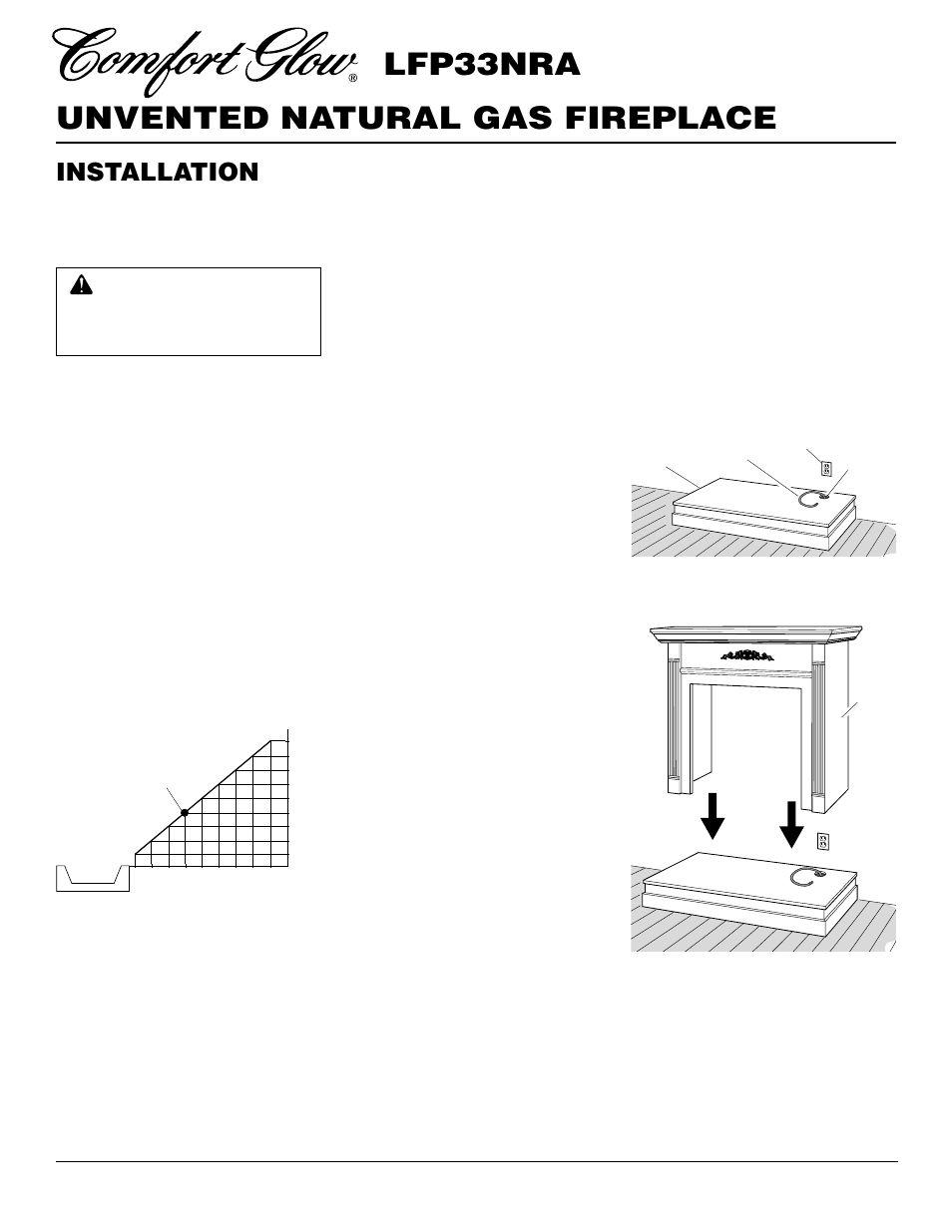 Unvented natural gas fireplace lfp33nra, Installation, Continued | Installation clearances, Conventional fireplace installation | Desa LFP33NRA User Manual | Page 8 / 30