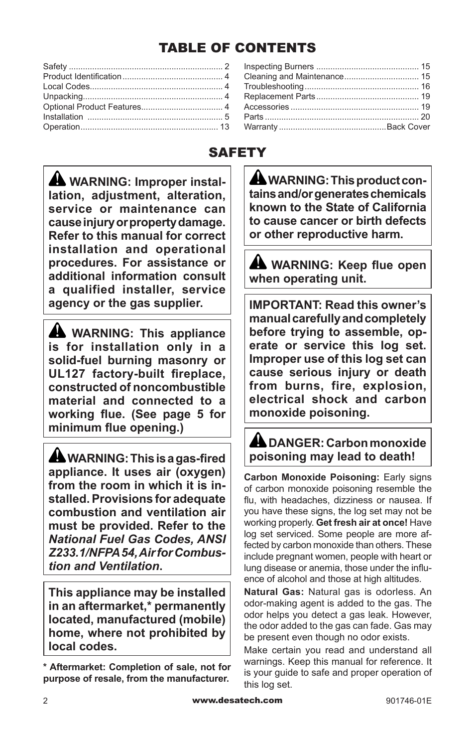Safety | Desa BVDR18 User Manual | Page 2 / 28