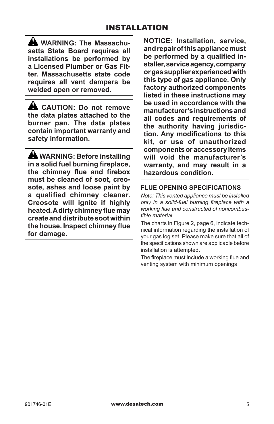 Installation | Desa BVDR18 User Manual | Page 5 / 28