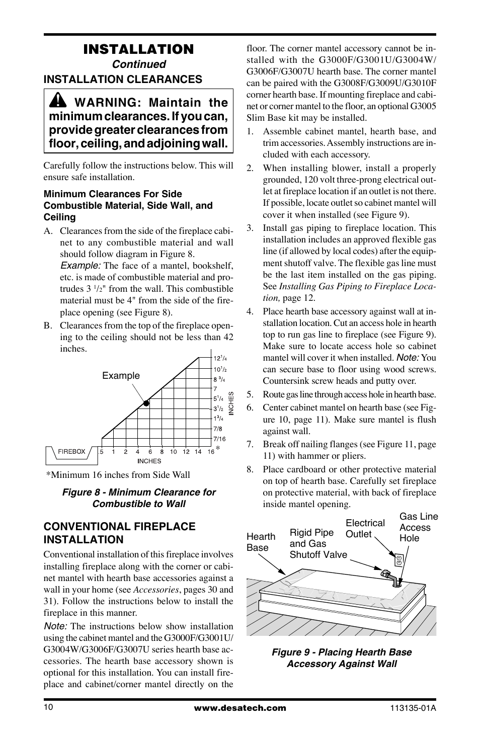 Installation | Desa VSGF28NTE User Manual | Page 10 / 32